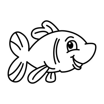 Cute fish coloring page illustration vector