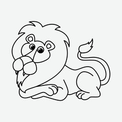 Cute lion cartoon coloring page illustration vector