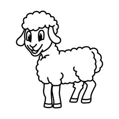 Cute sheep cartoon characters vector illustration. For kids coloring book.