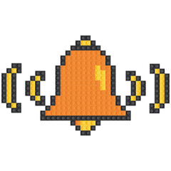 2d notification bell icon isolated on white background. Made from designer parts. Vector illustration