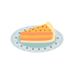 cartoon vector illustration of plate with piece of pie