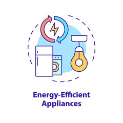 Energy efficient appliances concept icon. Climate changes prevention abstract idea thin line illustration. Isolated outline drawing