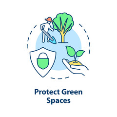 Protect green spaces concept icon. Air pollution prevention abstract idea thin line illustration. Isolated outline drawing