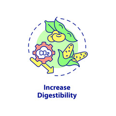 Increase digestibility concept icon. Improve nutrient management abstract idea thin line illustration. Cattle diet. Isolated outline drawing