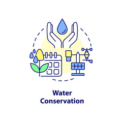 Water conservation concept icon. Saving water on farm abstract idea thin line illustration. Smart farming benefit. Isolated outline drawing