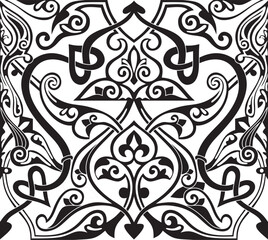 Vector monocrome seamless oriental national ornament, background. Endless ethnic floral pattern of Arab peoples. Persian painting. For sandblasting, laser and plotter cutting.
