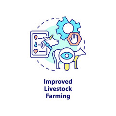 Improved livestock farming concept icon. Smart agriculture benefit abstract idea thin line illustration. Isolated outline drawing