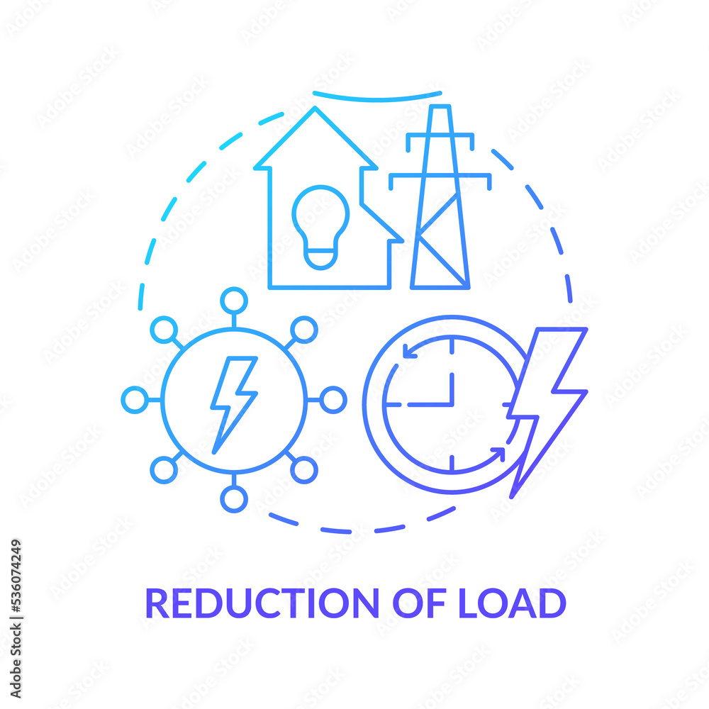 Poster reduction of load blue gradient concept icon. applications of smart grid network abstract idea thin 