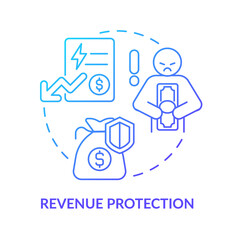 Revenue protection blue gradient concept icon. Smart grids customers bills control abstract idea thin line illustration. Isolated outline drawing