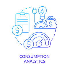 Obraz premium Consumption analytics blue gradient concept icon. Possibilities of smart grid system abstract idea thin line illustration. Isolated outline drawing