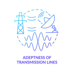 Adeptness of transmission lines blue gradient concept icon. Smart grid technology applications abstract idea thin line illustration. Isolated outline drawing
