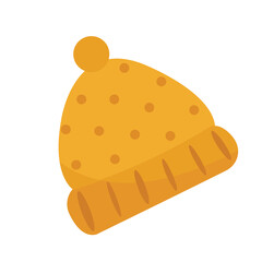 Cute cozy autumn hat in yelllow color. Perfect for autumn and winter card designs.