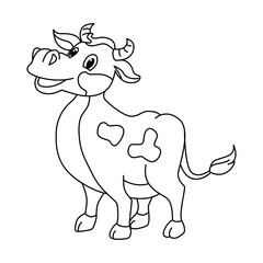 Cute cow cartoon characters vector illustration. For kids coloring book.