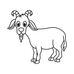 Cute goat cartoon characters vector illustration. For kids coloring book.
