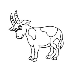 Cute goat cartoon characters vector illustration. For kids coloring book.