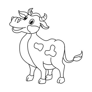 Cute cow cartoon characters vector illustration. For kids coloring book.