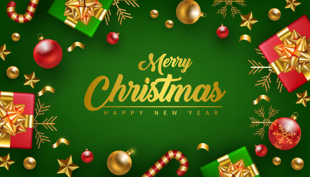modern merry christmas and happy new year banner design