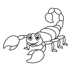 Cute scorpion cartoon characters vector illustration. For kids coloring book.