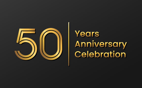 50 Years Anniversary, Perfect template design for anniversary celebration with gold color for booklet, leaflet, magazine, brochure poster, web, invitation or greeting card. Vector template