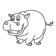 Cute hhippopotamus cartoon characters vector illustration. For kids coloring book