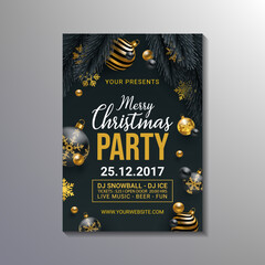 modern realistic christmas party poster template