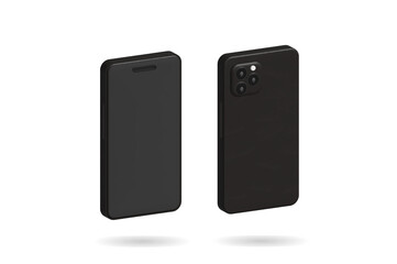 3D Realistic Blank screen cellphone, cellphone isolated on white background.