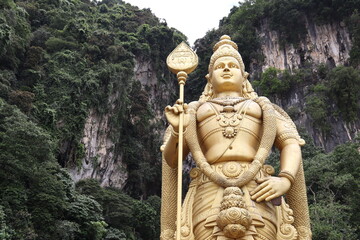 huge golden state at a temple