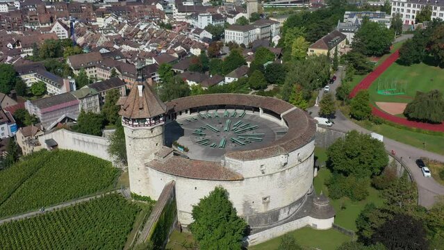 360 wide angle pan of Munot artillery fortress in Schaffhausen, Swizerland