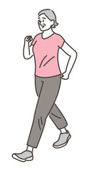 Vector illustration of a senior woman walking