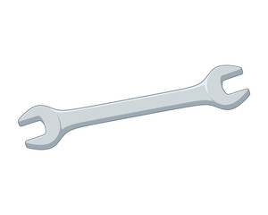 Color illustration of a spanner on a white background. Vector illustration. Design element for poster, banner, icon, badge, emblem, print. Workshop, tool shop.