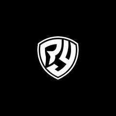 RY Initial Letter in Modern concept Monogram Shield Logo - obrazy, fototapety, plakaty