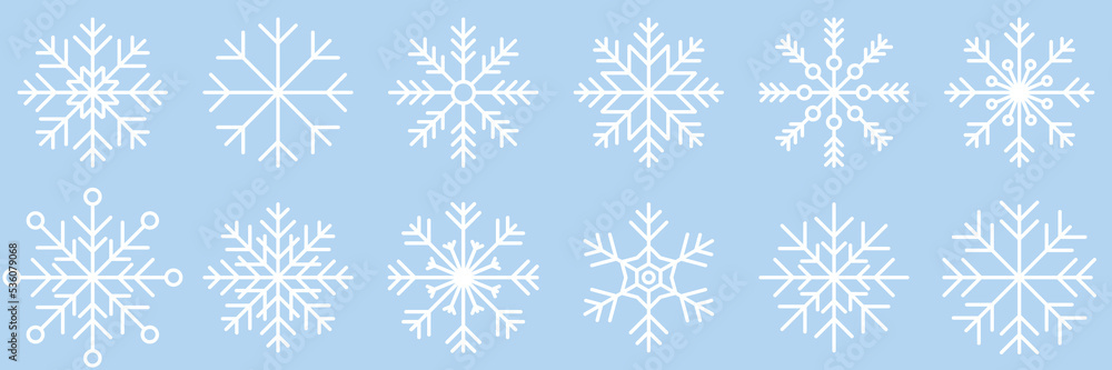 Aufkleber snowflake variations icon collection. snowflake icons set. snowflake symbols. snow icon. frost winte