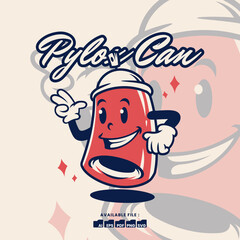 Vintage retro mascot character logo a Spray Can