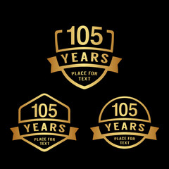 Fototapeta na wymiar 105 years anniversary celebration logotype. 105th anniversary logo collection. Set of anniversary design template. Vector illustration. 