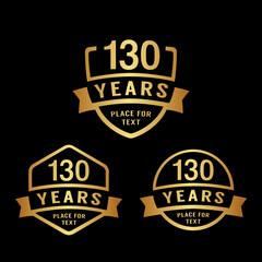 130 years anniversary celebration logotype. 130th anniversary logo collection. Set of anniversary design template. Vector illustration. 