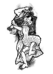 浮世絵　猫の擬人化　その23　インクバージョン