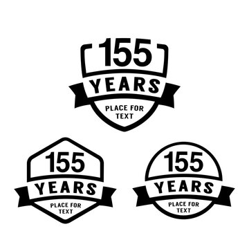 155 years anniversary celebration logotype. 155th anniversary logo collection. Set of anniversary design template. Vector illustration. 