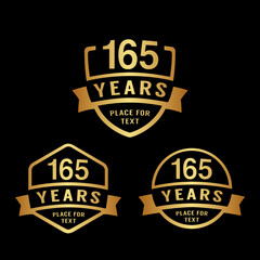 165 years anniversary celebration logotype. 165th anniversary logo collection. Set of anniversary design template. Vector illustration. 