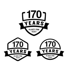 170 years anniversary celebration logotype. 170th anniversary logo collection. Set of anniversary design template. Vector illustration. 