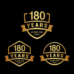180 years anniversary celebration logotype. 180th anniversary logo collection. Set of anniversary design template. Vector illustration. 
