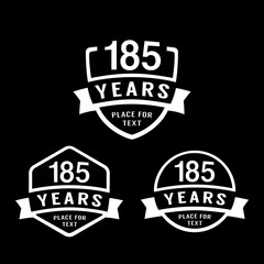 185 years anniversary celebration logotype. 185th anniversary logo collection. Set of anniversary design template. Vector illustration. 