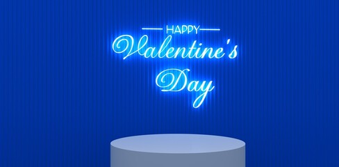 Abstract 3D red room with white cylinder pedestal or stand podium in hearth shape window. Valentine day minimal scene for product display presentation. 3d rendering.
