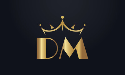 King crown logo design vector and extra bold queen symbol