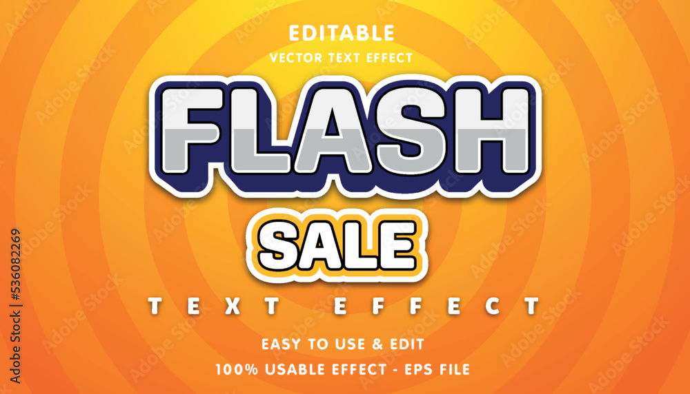 Poster flash sale editable text effect with modern and simple style, usable for logo or campaign title