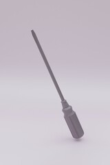 3D illustration, screwdriver, gray background, 3D rendering