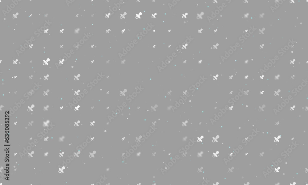 Poster seamless background pattern of evenly spaced white nipple symbols of different sizes and opacity. ve