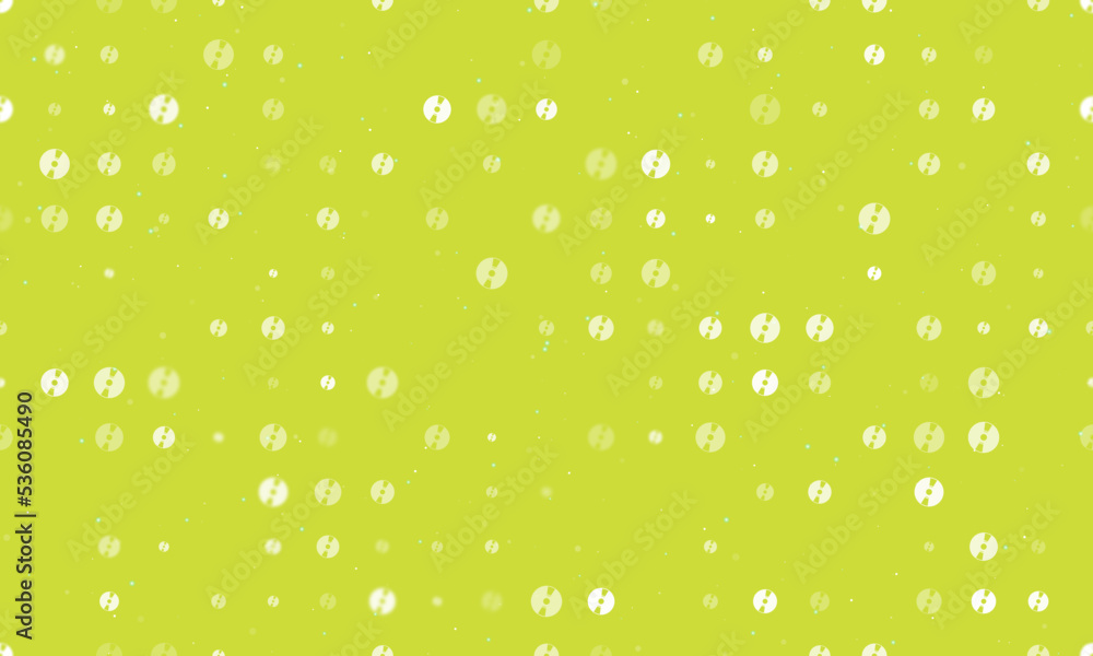 Poster seamless background pattern of evenly spaced white cd symbols of different sizes and opacity. vector