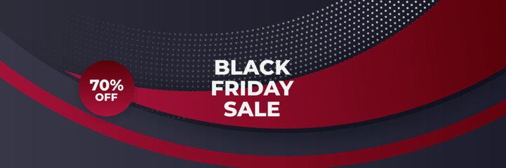 Fototapeta na wymiar Black Friday sale design template. Black Friday sale horizontal banner with black red background with place for text. Design template for black Friday sale banner. Vector illustration.