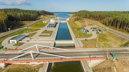 Przekop Mierzei Wiślanej z drona