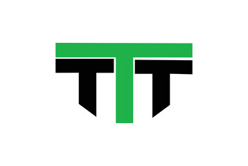 Initial green and black letter T TT TTT Logo Design with white Background Vector